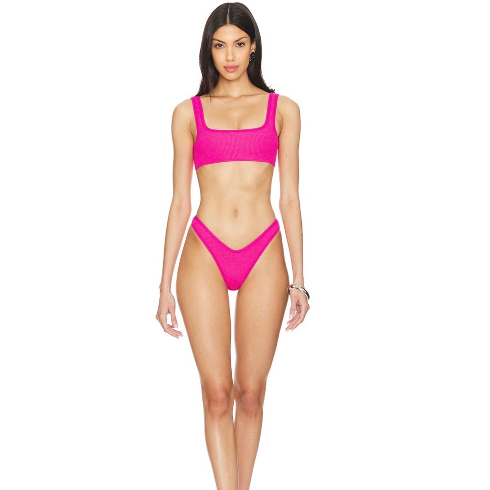 Good American Always Fits Good Waist Bikini Bottom Pink Crinkle GS W1012 XXS/XS